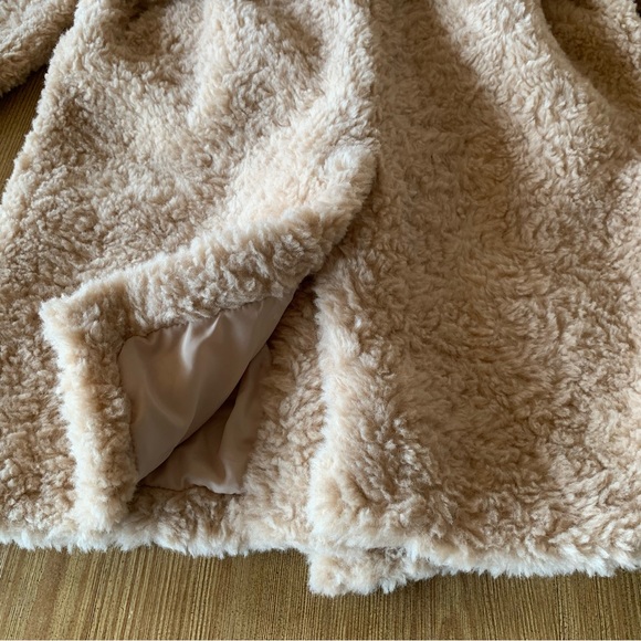 JAKKE Katrina Free People Faux Fur Coat Biscuit Size 10 Mob Wife Aesthetic Belt - Picture 14 of 14